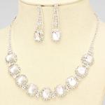 Silver Tone Elegant Rhinestone Necklace and Earrings Set.JPG